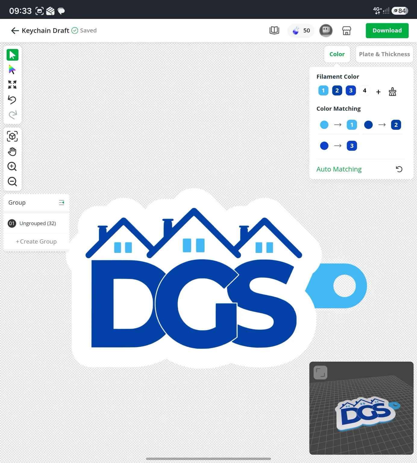 Llavero DGS durante la impresion
